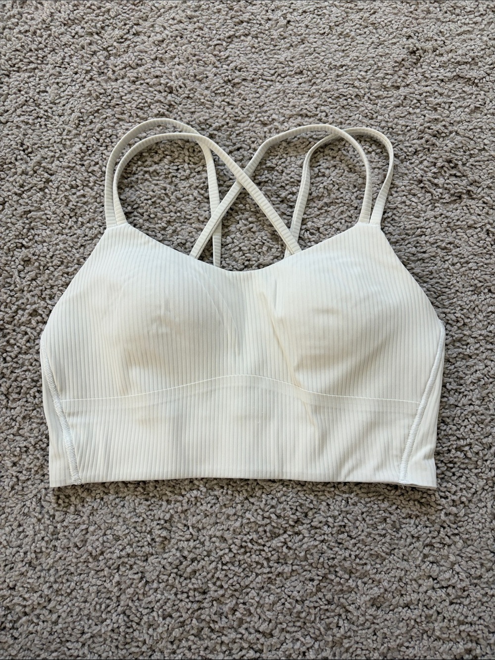 lululemon athletica Cream Ribbed Crossback Crop Top